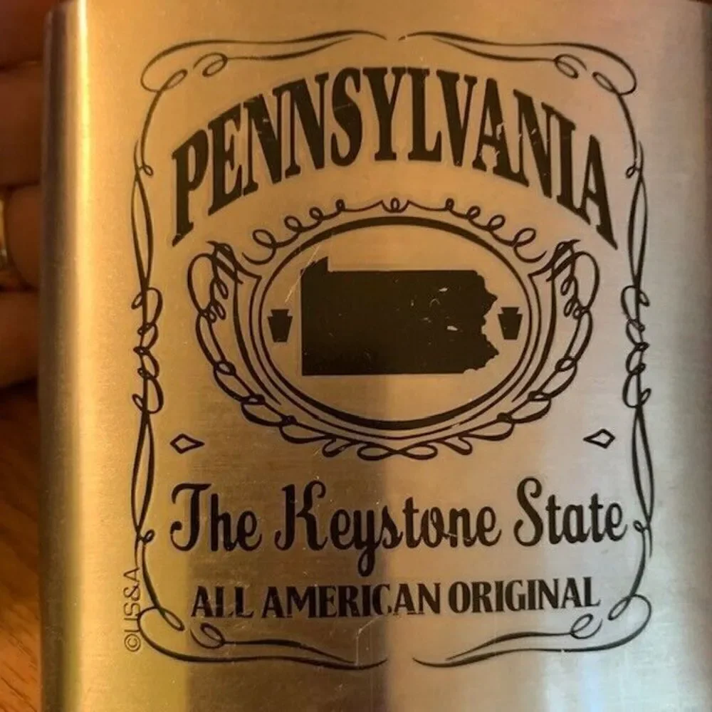 PENNSYLVANIA THE KEYSTONE STATE STAINLESS STEEL FLASK